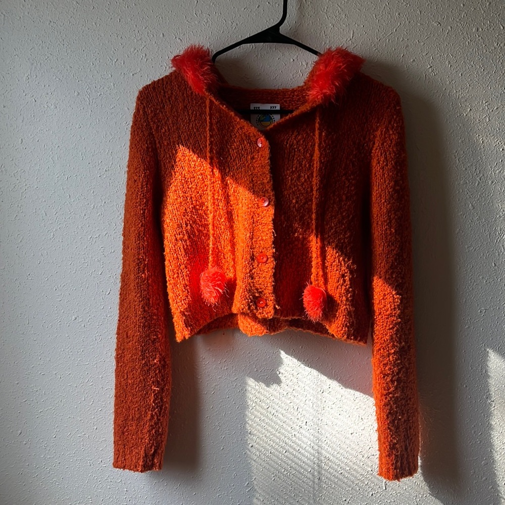 UNIF Orange Fuku Cropped Cardigan